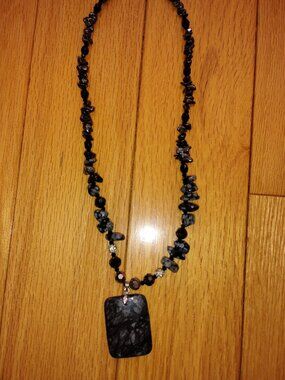 Gemstone Necklace: Onyx, Hematite and Obsidian